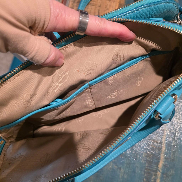 Women's Cole Haan Teal Leather Satchel Handbag -REFURBISHED - Picture 8 of 14